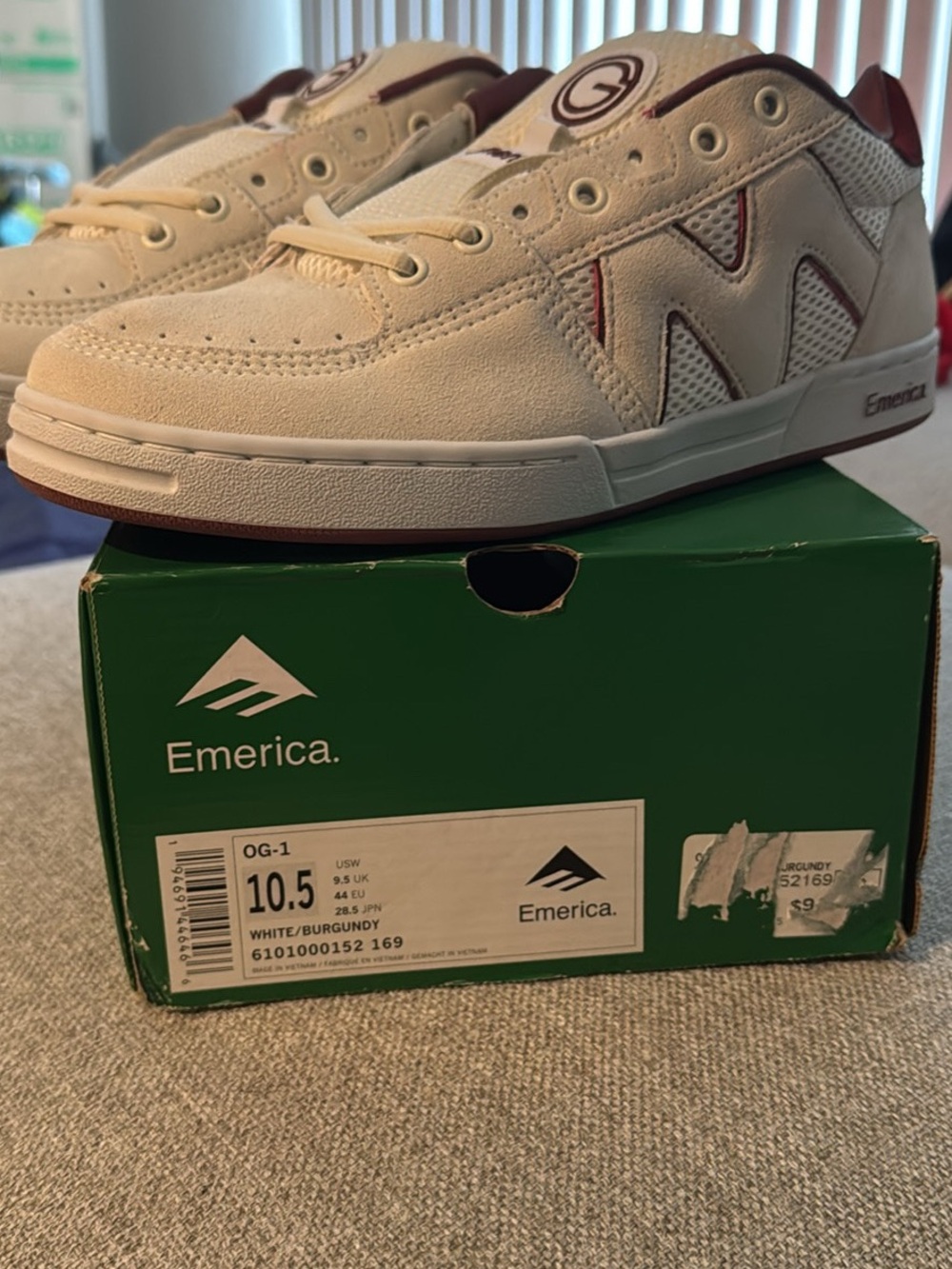 Emerica White and Burgundy OG-1 re release